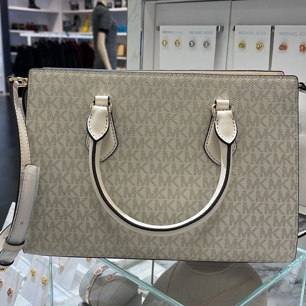 Michael Kors Sheila Medium Signature Logo and Metallic Satchel Crossbody CZ NWT - Picture 9 of 16